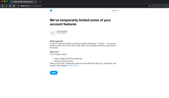 We ve limited some of your account features - phone verification reCAPTCHA