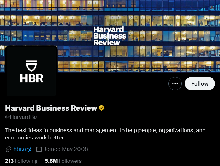 Best accounts to follow on twitter_Harvard Business Review (@HarvardBiz)