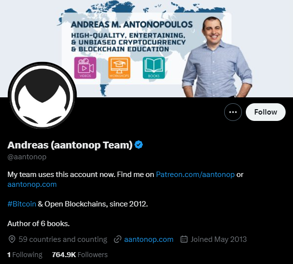 Profile Twitter @aantonop