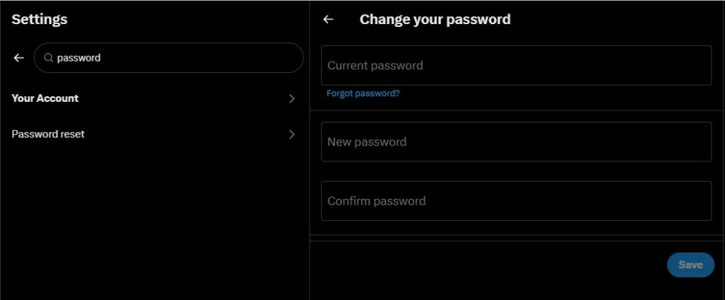 Reset your Twitter password