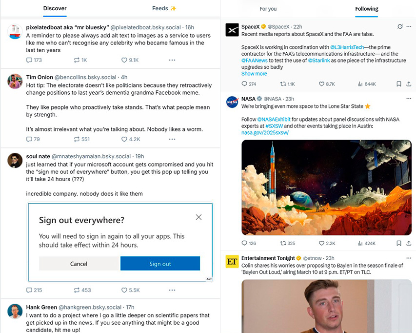 feed bluesky vs twitter feed