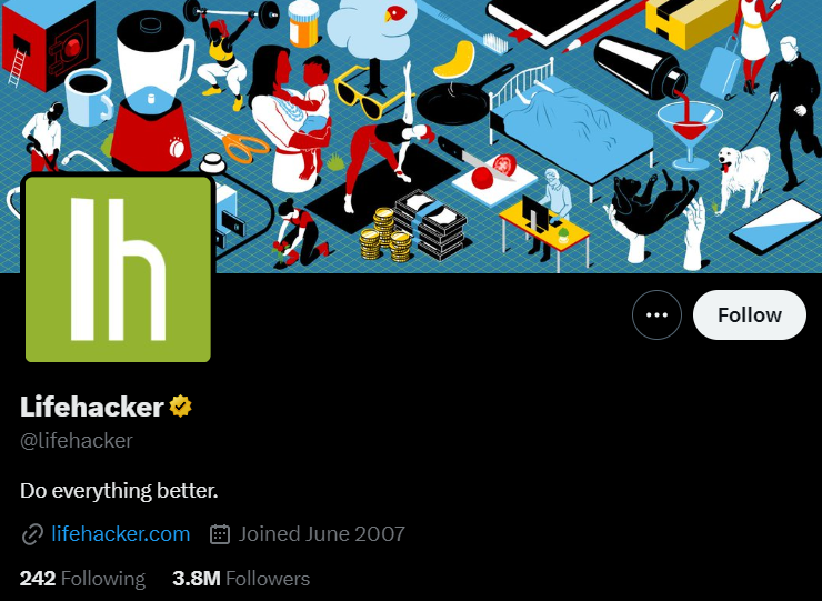 Who to follow on twitter-Lifehacker (@lifehacker)